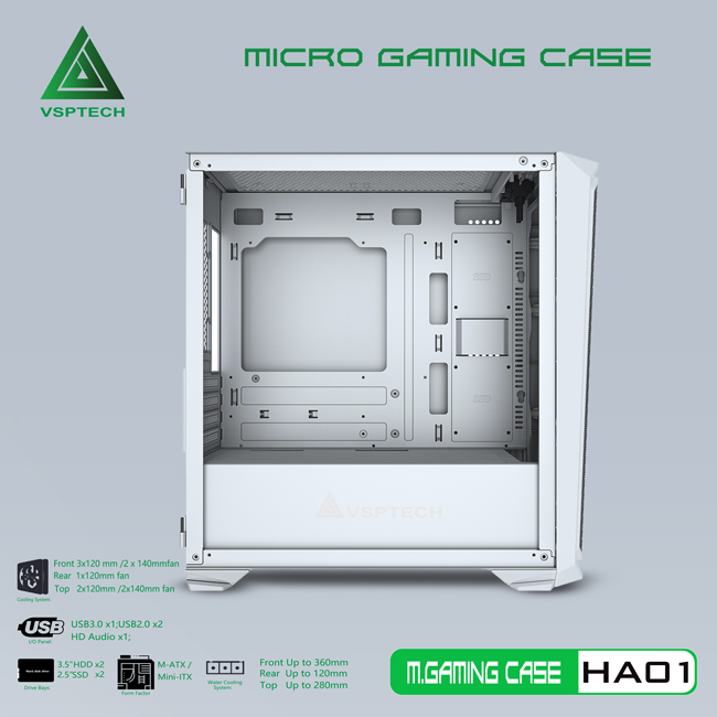 CASE VSPTECH GAMING HA01 (WHITE)